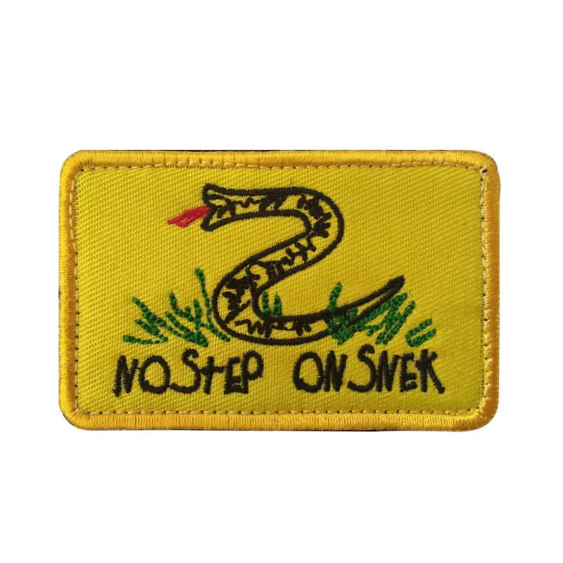 8*5cm Yellow Black NO STEP ON SNEK Snake Embroidery Badge Hook And Loop  Patches Backpack Decals Spot Wholesale - Buy 8*5cm Yellow Black NO STEP ON SNEK  Snake Embroidery Badge Hook And