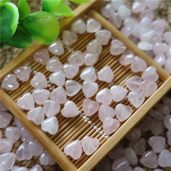 Hot sale 8mm Heart Shape Natural Rose Crystal Pink Quartz Loose Gemstone Beads for DIY jewelry making