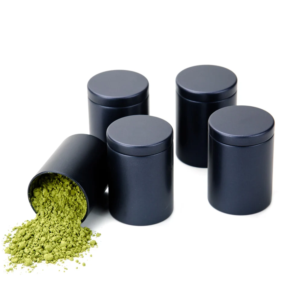 Tianhui latas de metal pequenas pretas mini recipiente de embalagem matcha latas de pó matcha fabricantes de lata de chá