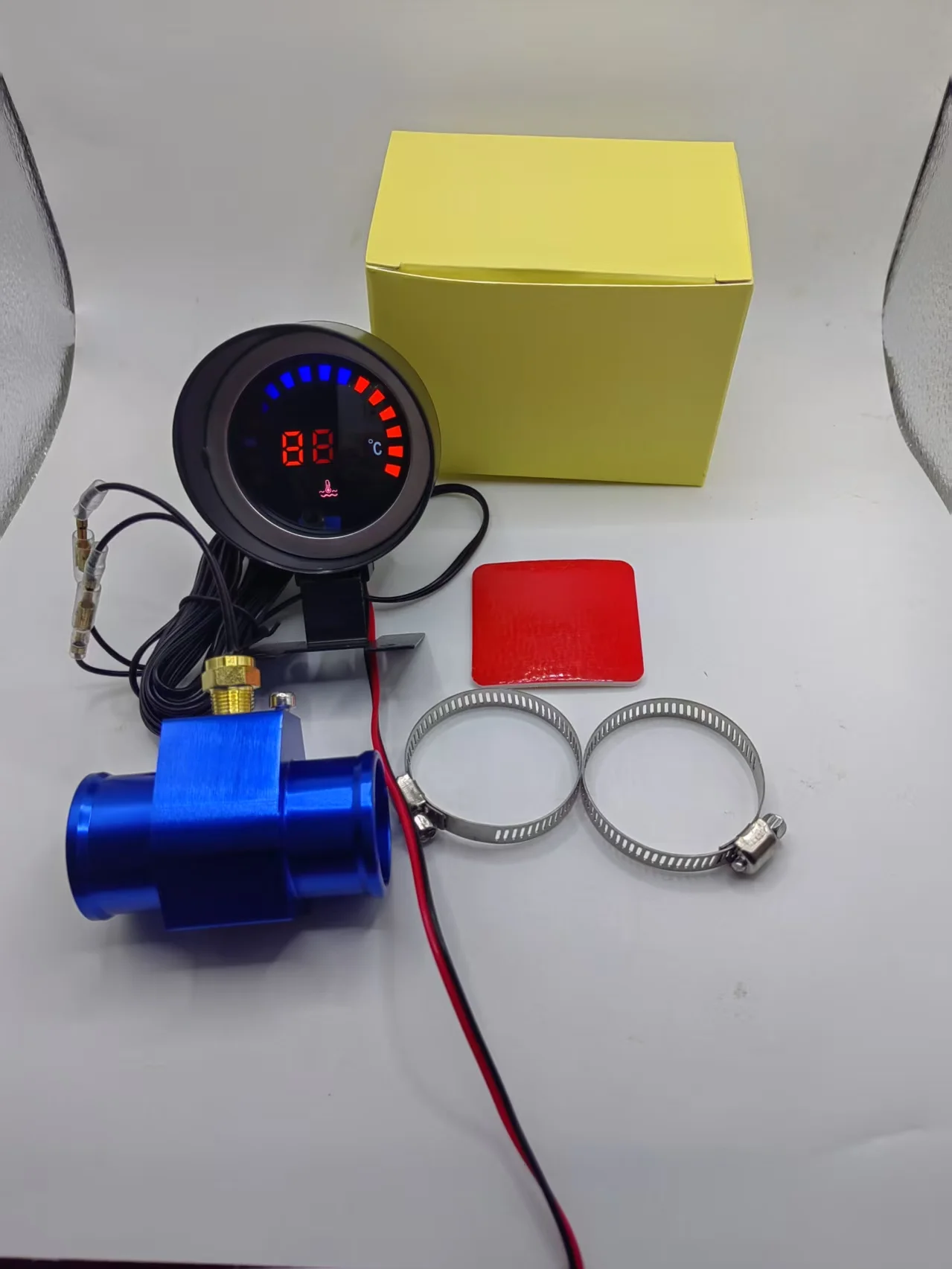 52mm Water Temperature Gauge with Sensor Water Temp Meter Adaptor Joint Pipe Radiator 26-40mm for Gasoline Diesel Car 12V24V