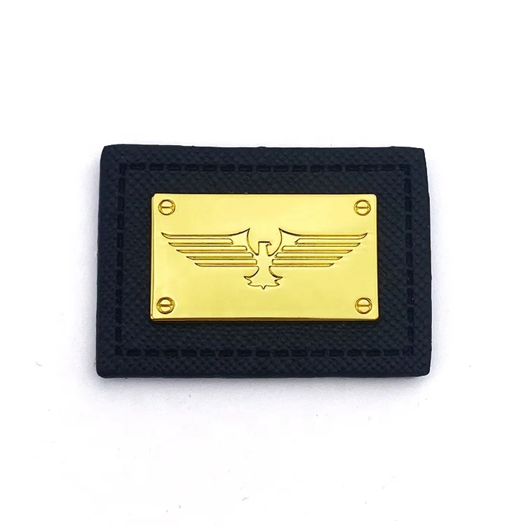 Горячая Распродажа брендовая тисненная металлическая кожаная этикетка с надписью для одежды джинсов сумок