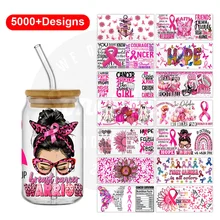 Custom Care breast cancer uv dtf wraps 16oz waterproof uv dtf cup wraps bulk transfers libby wrap sticker for cups uv sticker