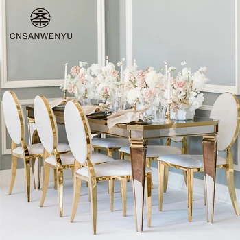 Banquet Party Event Furniture Round Back Gold Stackable Event Stainless steel Chairs Wedding