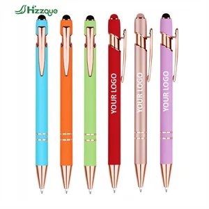 Best Selling Wholesale Custom Logo Metal Ballpoint Pens Soft Touch Screen Stylus 1.0mm Writing Width for Business Use