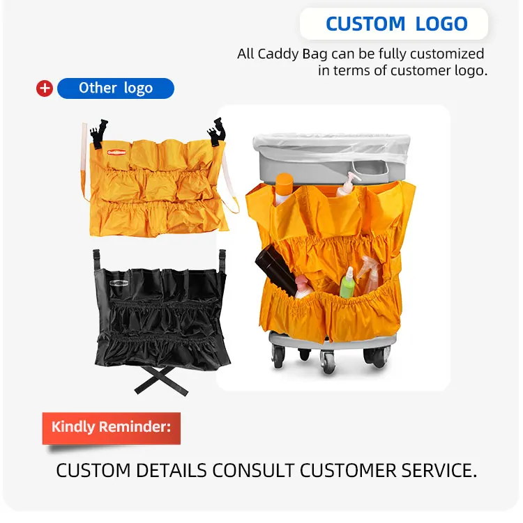 Hotel trash can caddy bag cleaning cart bag housekeeping trolley bag manufacture