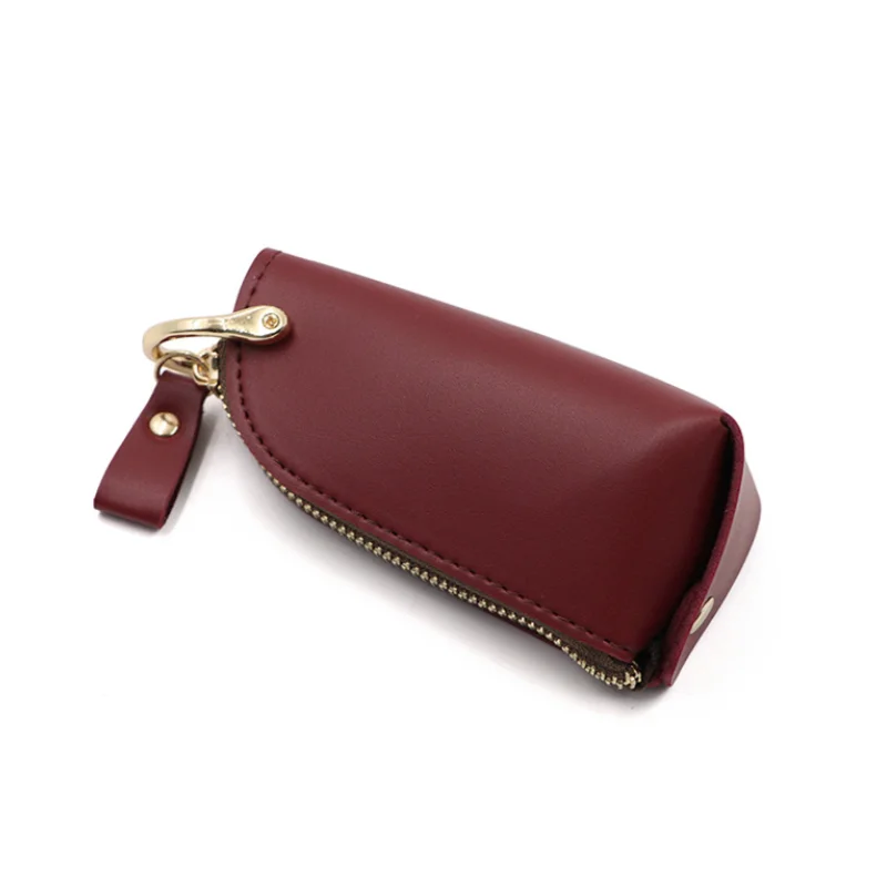 Leather Zipper Car Key Case with Metal PU Plastic Silver Materials Personalized Wholesale Pocket Keychain Holder Pouch