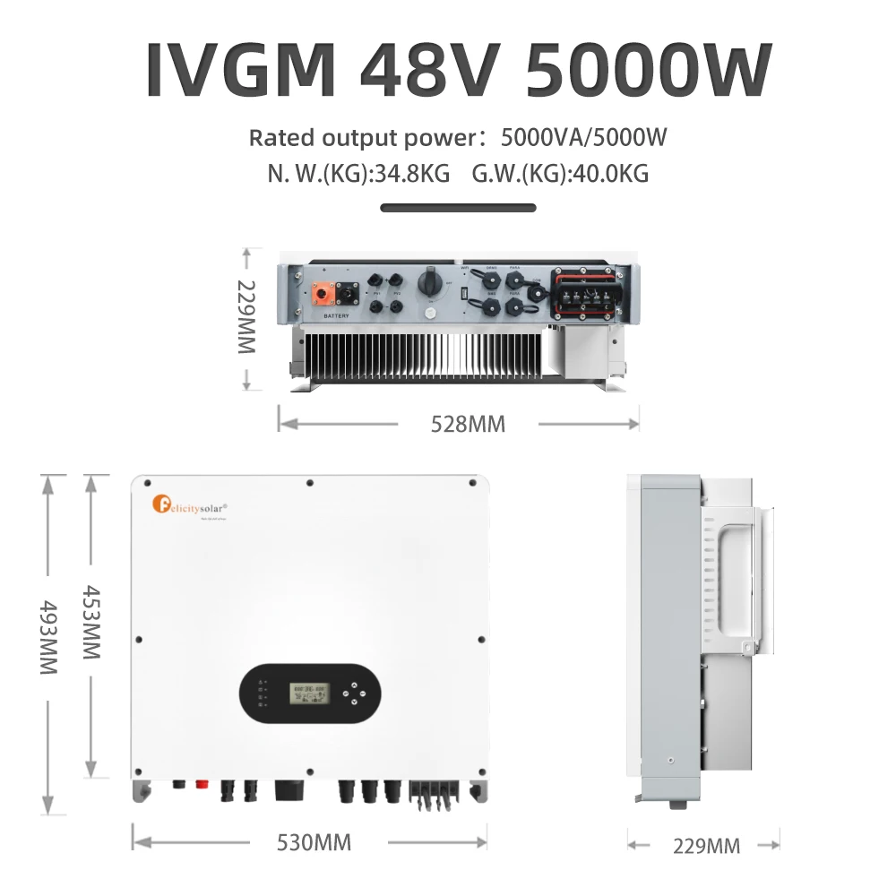 Felicitysolar 48V 5Kw Inverter on Off Grid Hybrid Solar Inverter With ...