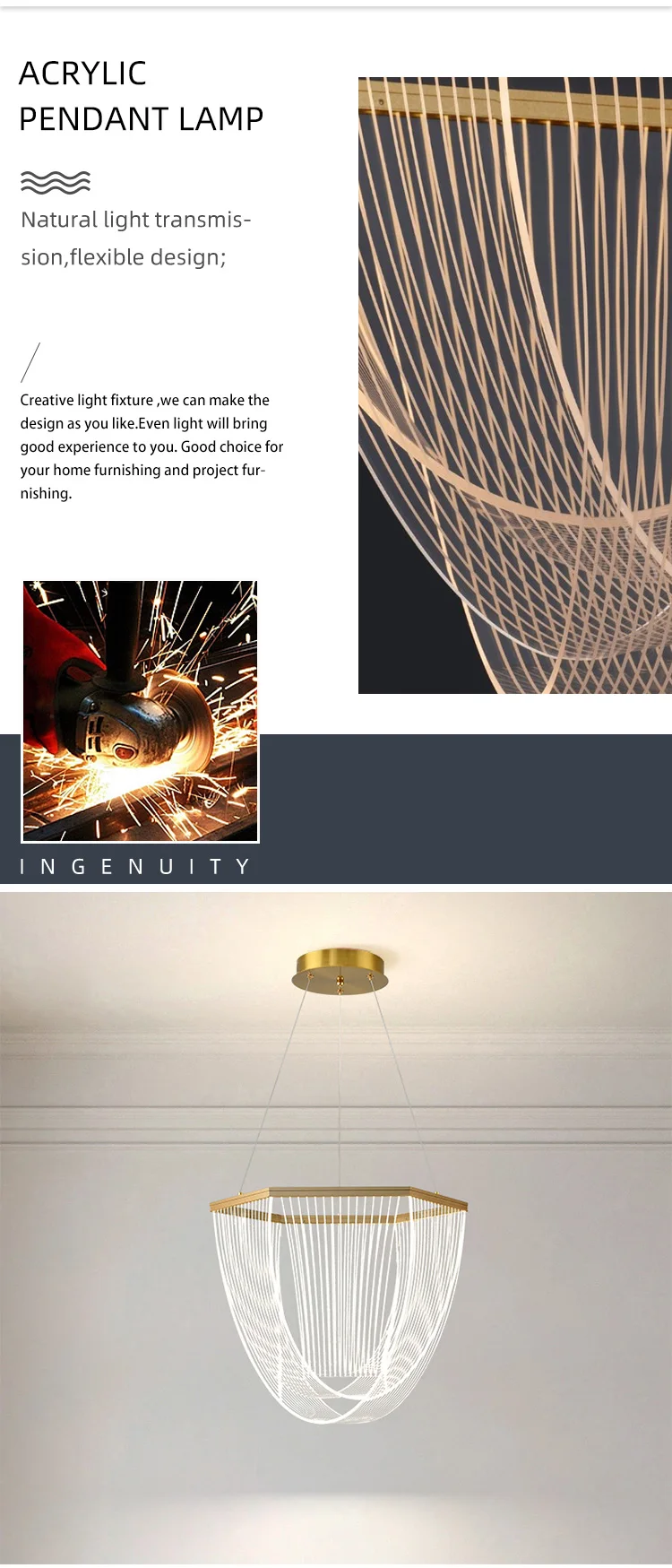 cpl 293 new product indoor decoration villa dining room living room acrylic led pendant light-1