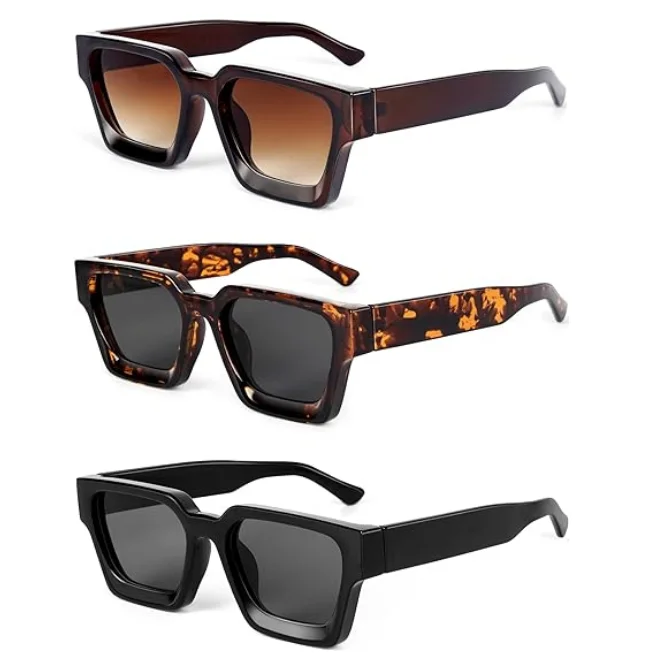 Vintage Square Sunglasses for Women Men Square Thick Frame