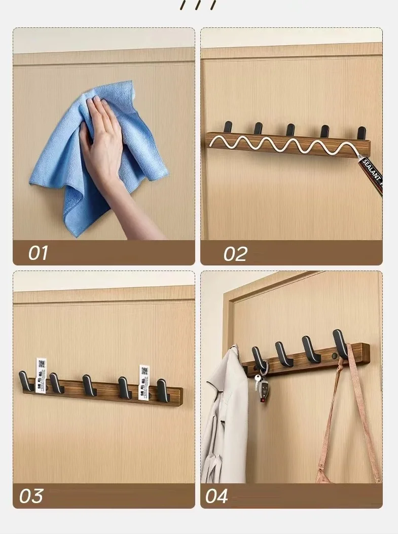 Factory Supply Restaurant Wall-Mounted Coat Hanger Wooden Door Clothes Rack at the Entrance supplier