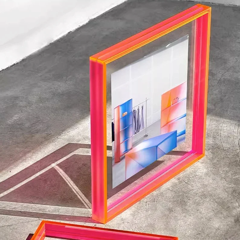 Thickened colored acrylic double-sided transparent photo frame desktop photo frame wall mounted color decoration