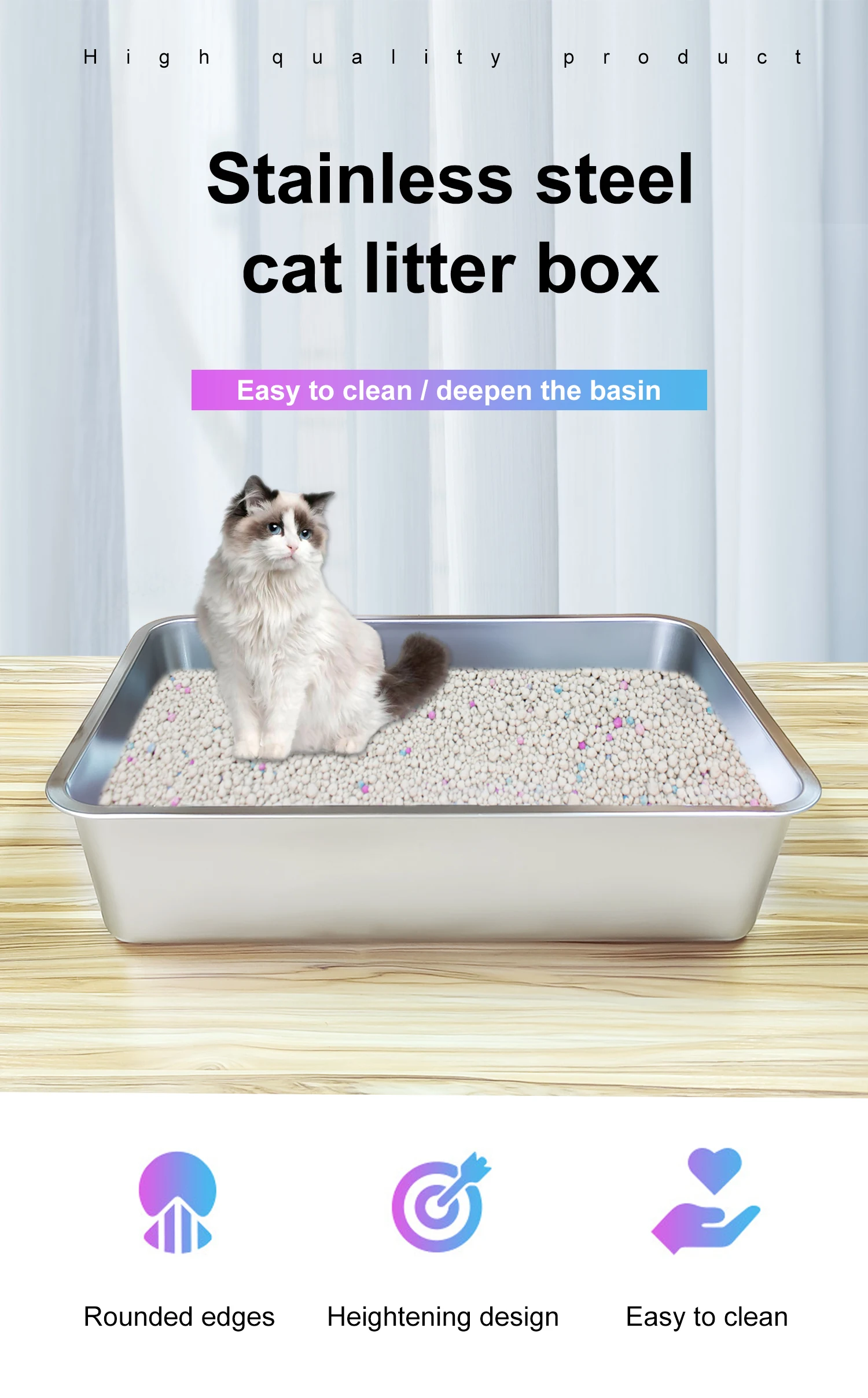 Large Size Litter Box Cat Odor Control Deep Durable Pan Toilet Box For