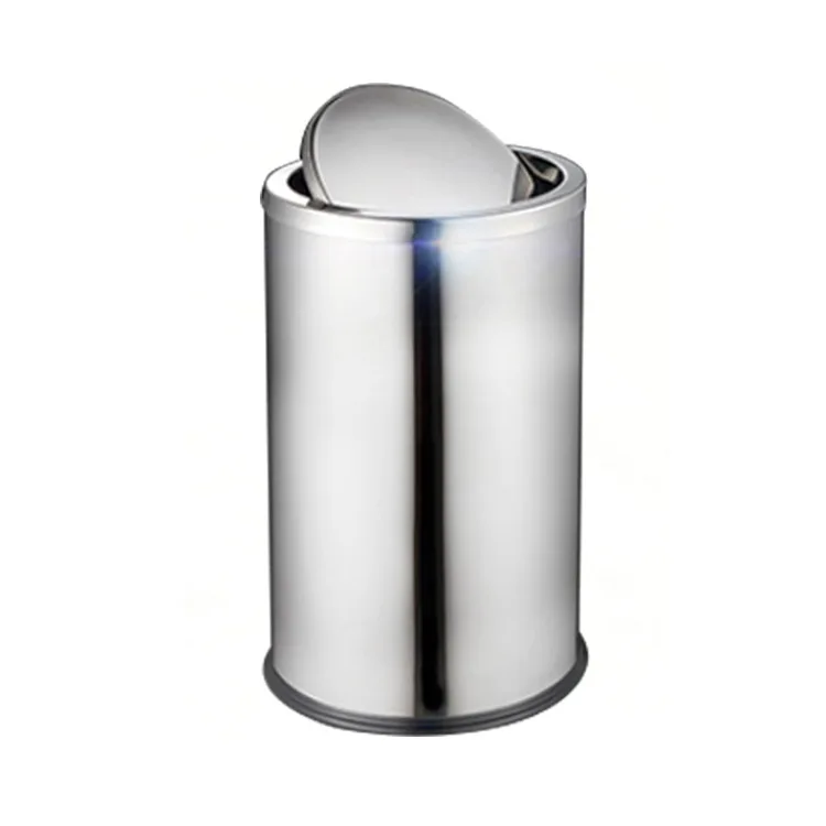 Wholesale Stainless Steel Flip Top Rotative Trash Bin Open Top Structure Swing Lid Round 12L 30L for Restaurants Indoor Use