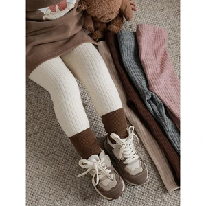 Spring Autumn Solid Color Baby Winter Ribbed Leggings Kids New Children Stretch Cotton Leggings for Kids