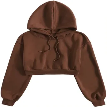 High Quality custom cropped hoodie woman cotton womens crop top hoodie