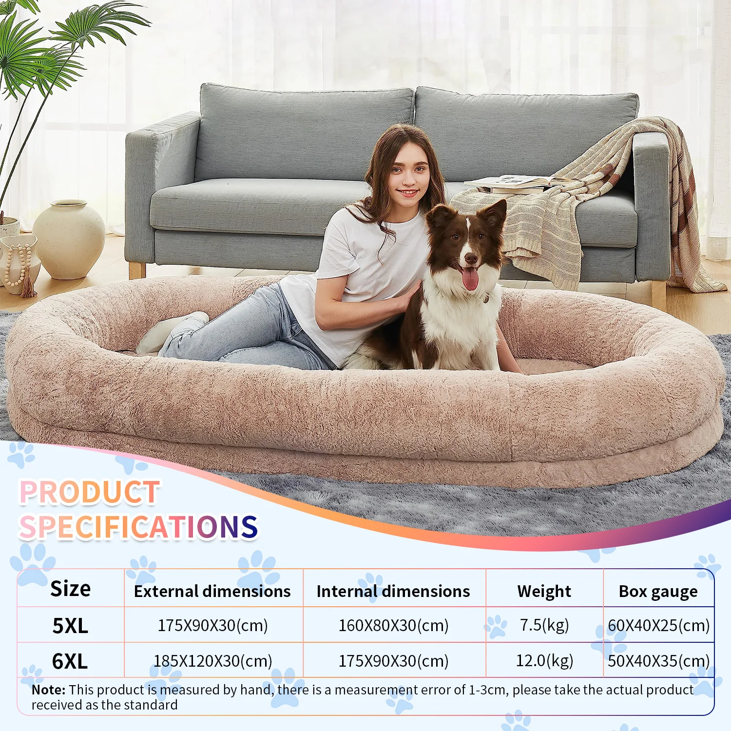 Custom made luxury xl xxl big heavy duty extra large memory foam orthopedic giant dog bed for humans details