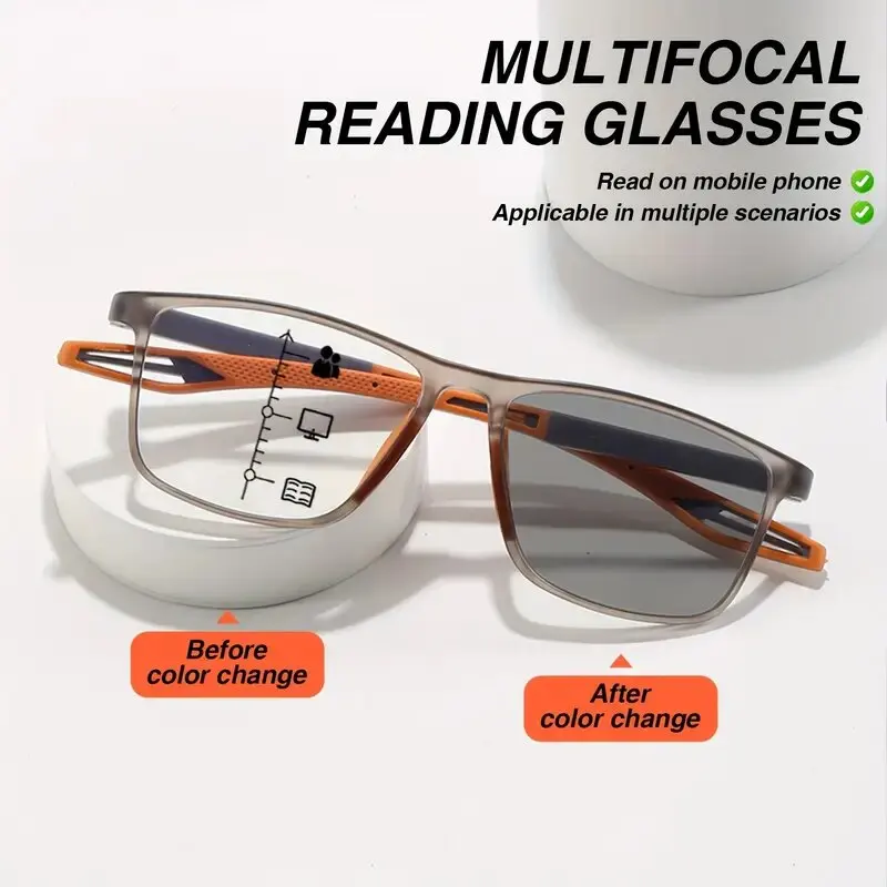 Progressive Photochromic Reading Glasses Spring Hinge Computer Sunglasses Anti Blue Light Reading Glasses