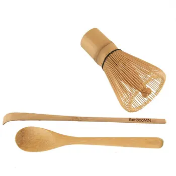 BambooMN Matcha Tea Whisk Set - Bamboo Whisk and Whisk Holder - Black