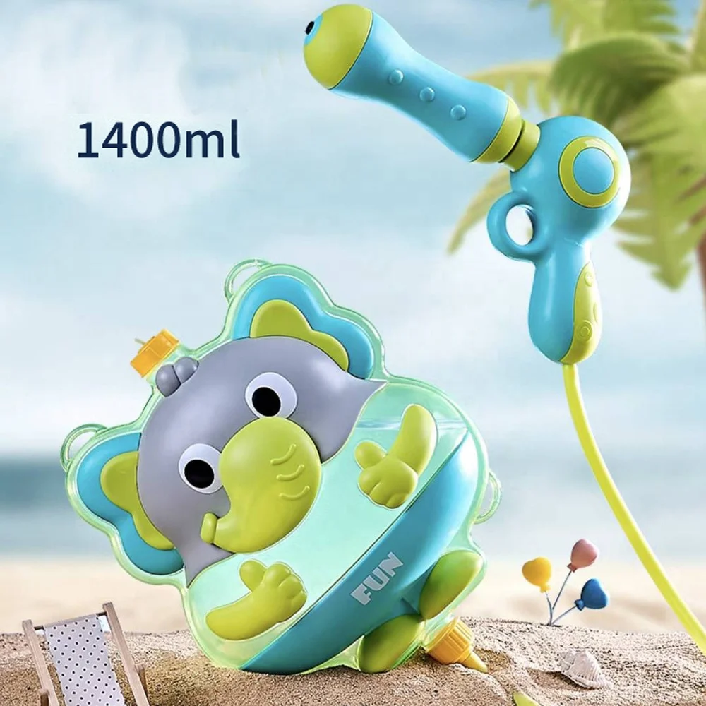 Cartoon Animal Shape Elephant Rabbit Transparent Backpack Water Gun Toy Summer Outdoor Water Spray Gun with Large Capacity tank