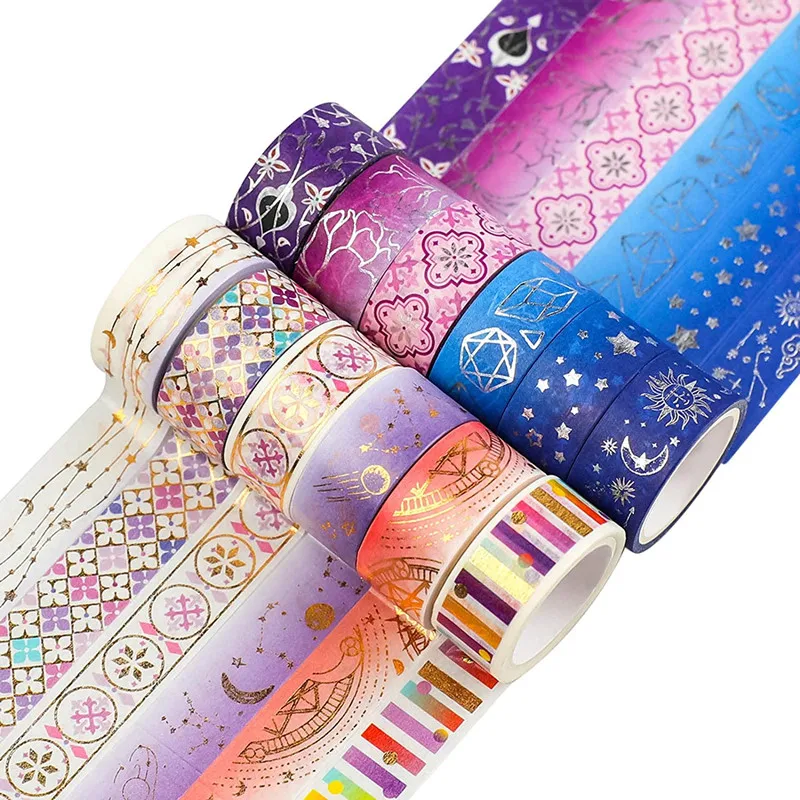 AEBORN Galaxy Purple Washi Tape - Gold Foil Washi Masking Tape with  Constellation, Blue Sky, Moon, Star, Celestial, Perfect for Bullet Journal,  DIY