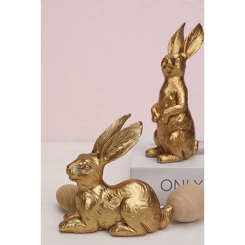 product wholesale custom nordic vintage resin rabbit figurine set easter home decoration animal sculpture for holiday gifts-6