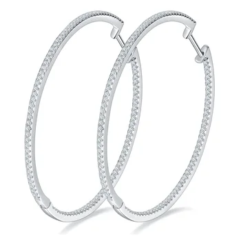 Ruizuan Women's Trendy 50mm 925 Silver Large Hoop Earrings with Moissanite and S925 Dropshipping Jewelry for Weddings