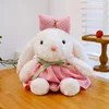 Princess rabbit-bow pink dress buttons