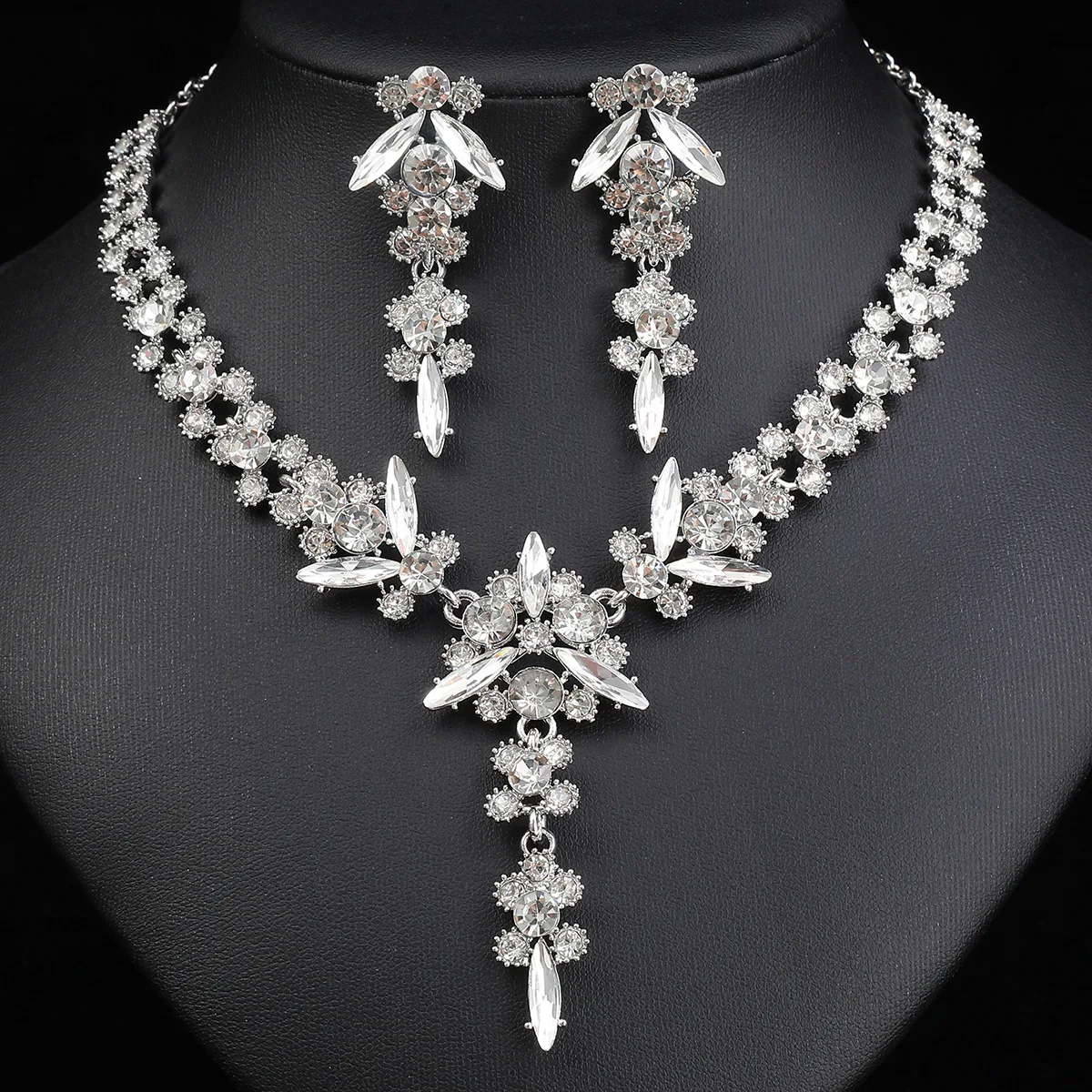 Crystal Bridal Jewelry Set - Necklace & Earrings