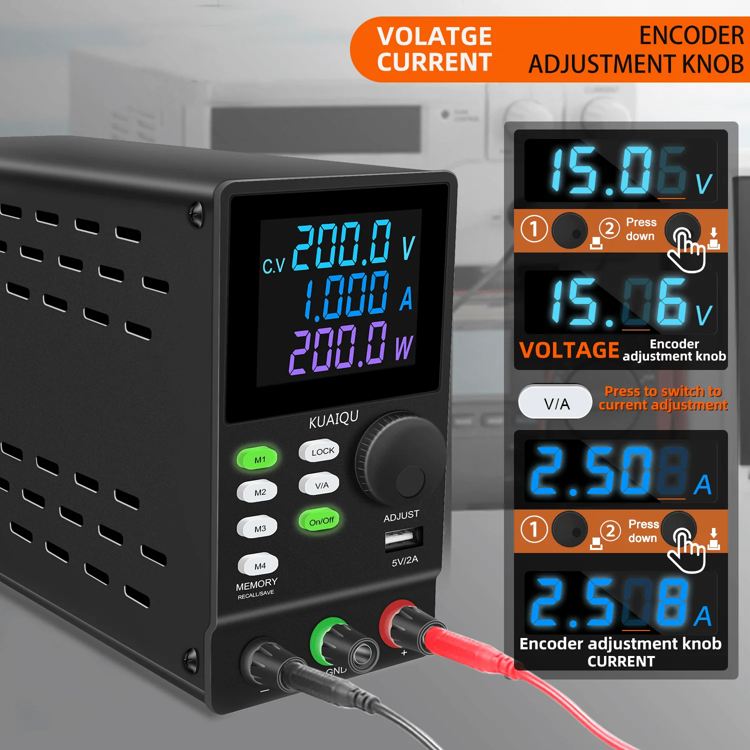 KUAIQUA SPPS2001D 200W 200V 1A Programmable with RS232 Adjustable Switching Power Supply Lab Regulator DC Power Supply