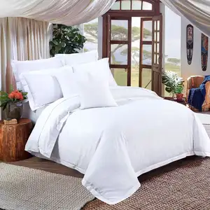 Whosale Custom White Cotton Sheets Bedding Set Hotel Bedding Set Bed Sheets Sets Cotton Linen