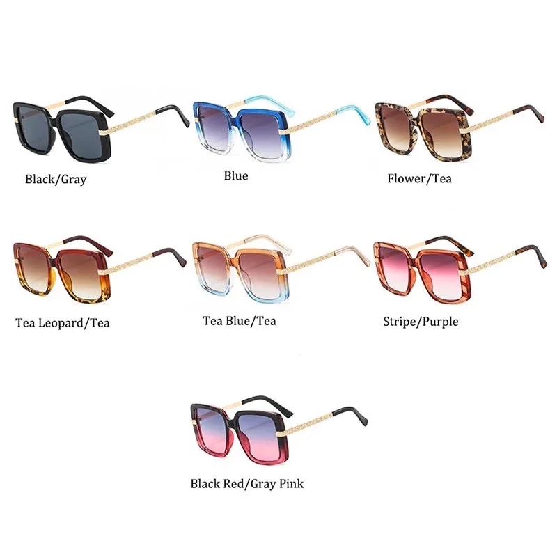 Trendy Oversized Square Metal Frame Sunglasses for Women display picture 2