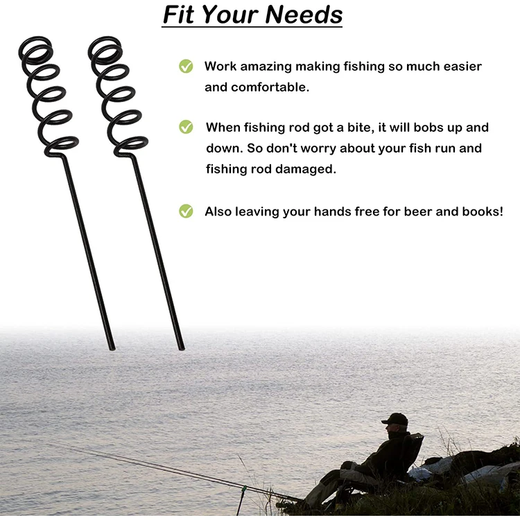 2pcs Spiral Fishing Rod Holder Heavy Duty Insert Ground Durable