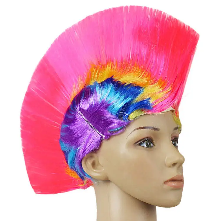 Factory Wholesale Fun Party Ski  Synthetic Hair Wig Full None Lace Cockscomb Mohawk Wig