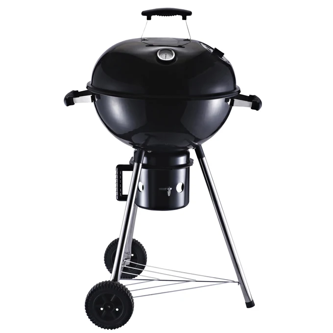 Portable Outdoor Charcoal Bbq Grill In Black With Barbecue Grill Wheels