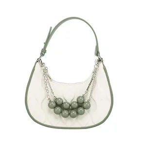 2026 Custom One-Shoulder Half-Moon PU Leather Handbag for Women New Fashion Summer Style Factory Direct with Low Order