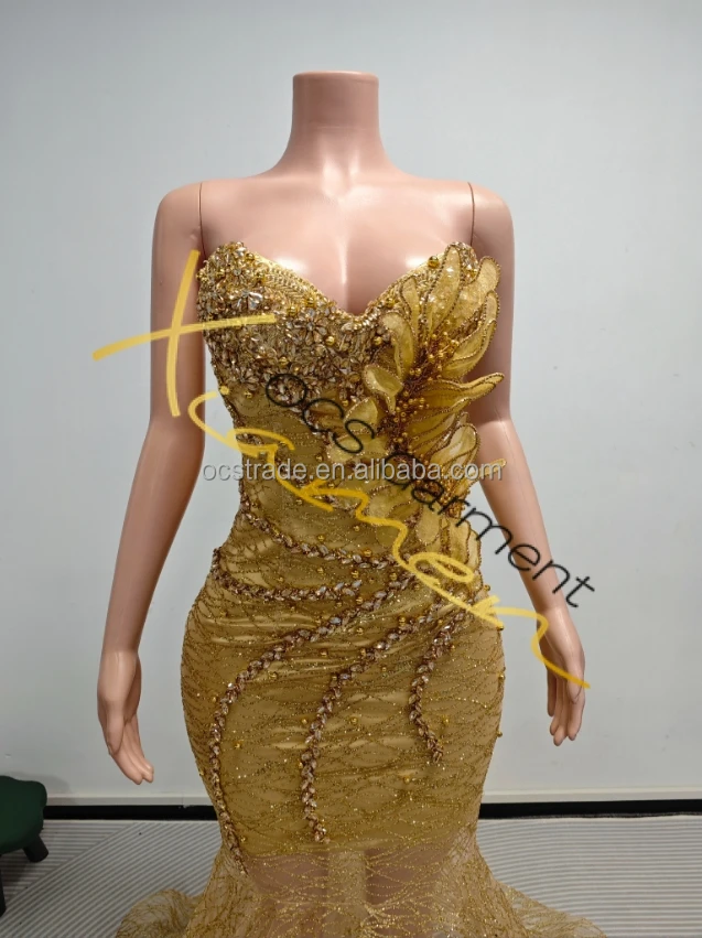 Ocstrade Sparkly Custom Sequin Mesh See Through Gold 3D Applique Rhinestone  Crystal Maxi Evening Prom Dresses 2025 Ball Gown| Alibaba.com
