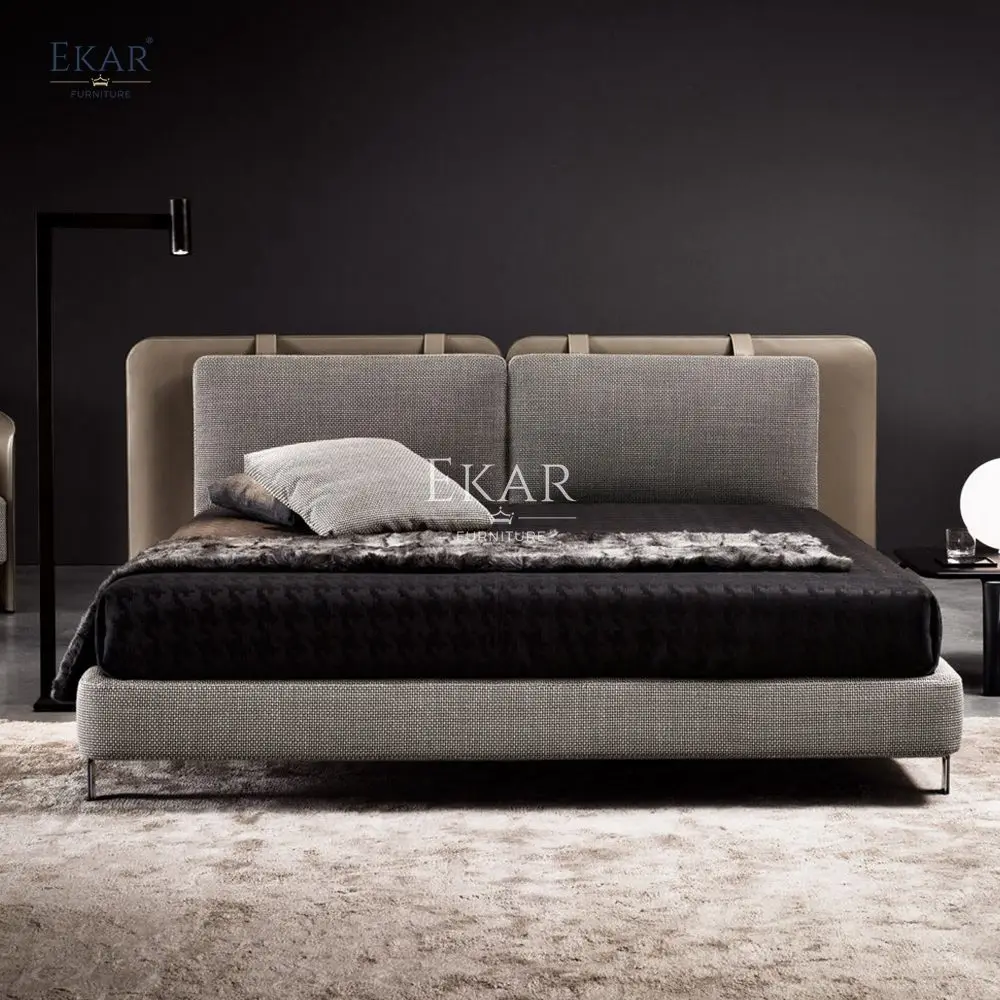 product aluminum alloy glossy black legs solid wood panel bed frame-63