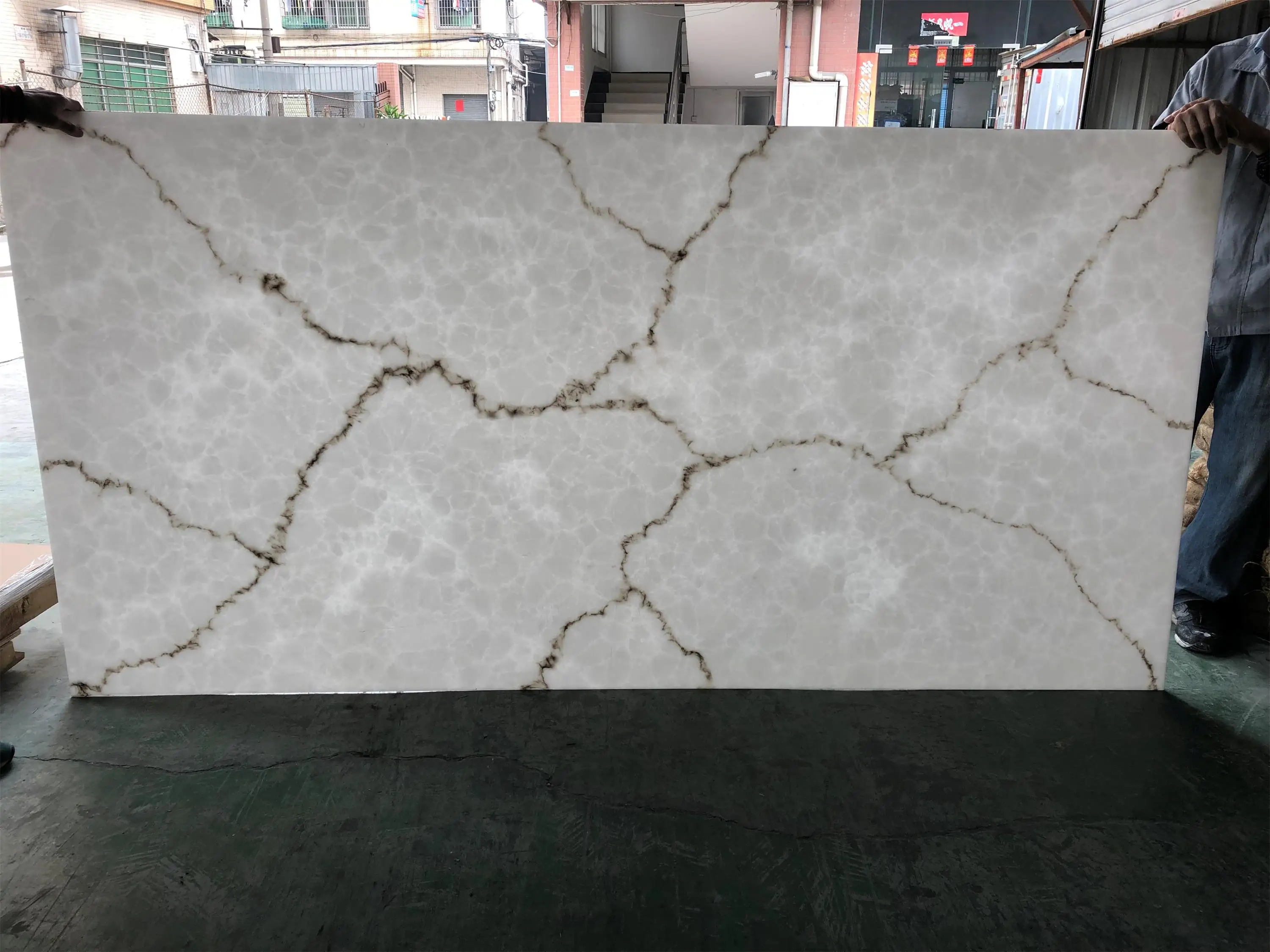 Translucent Stone White Marble Faux Alabaster Big Slab Sheets Modern Design Eco-Friendly Waterproof for Hotel Countertops Walls