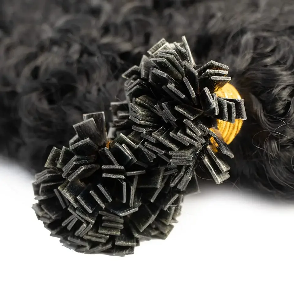 Extensions de cheveux humains à pointe plate bouclée Sassy Cheveux brésiliens Remy pré-collés à la kératine Fusion K Tip Hair 100g 100Pcs_voghion.com