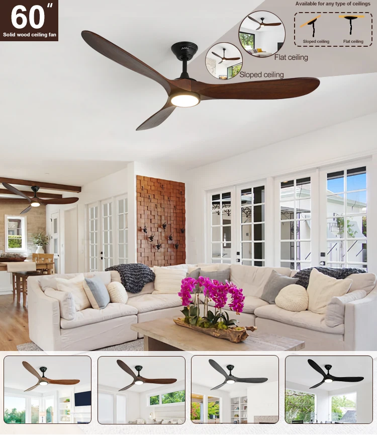 1stshine Fan Ceiling 60inch Ceiling Fan 3 Blade Solid Wood Quiet Dc ...