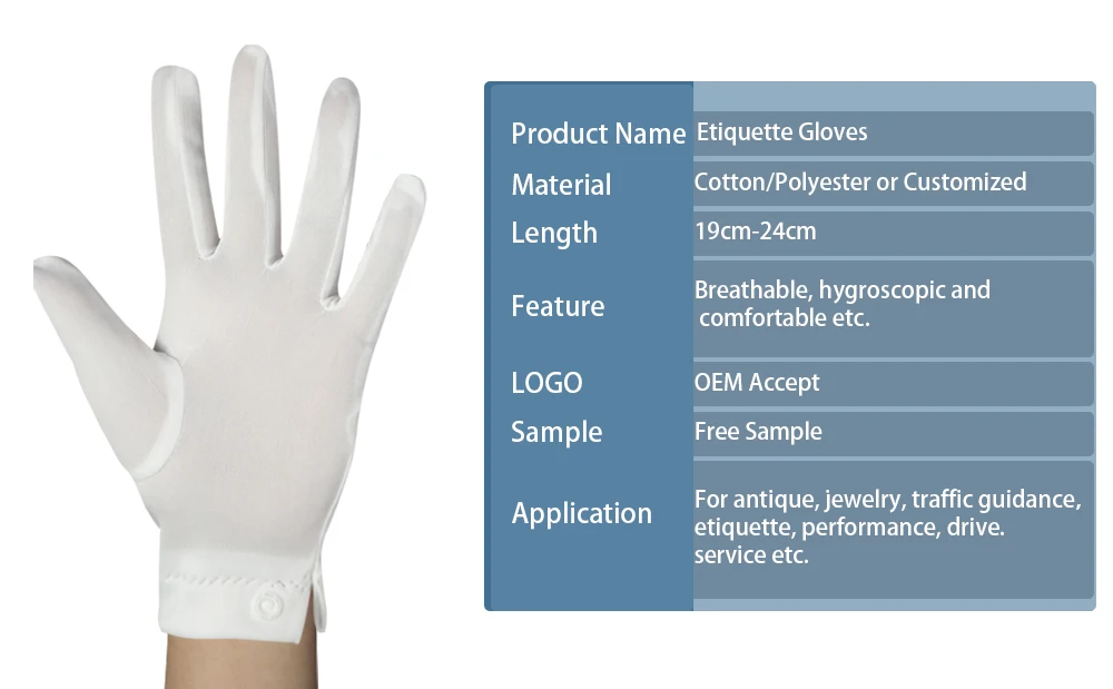 Customized Logo White Cotton Jewelry Ceremony Uniform Band Gloves Buy