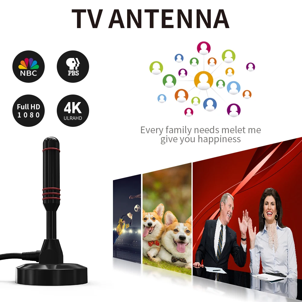 Outdoor Socket Circular hd Switch Rotating Wave Max Transmitter Best Buy Uhf Vhf External Indoor Digital Tv Antenna for Smart
