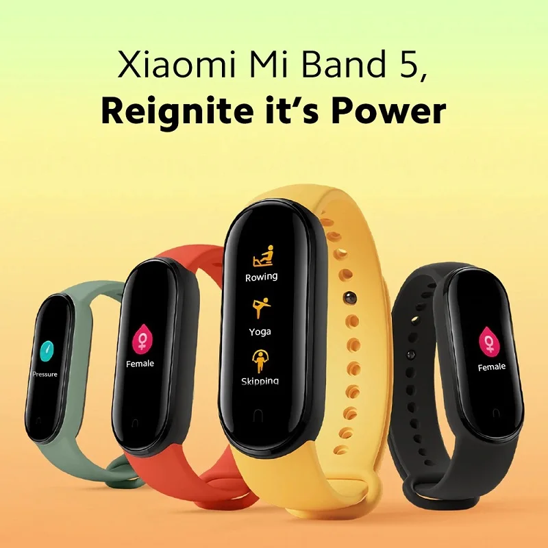 Оригинальный браслет Xiaomi Miband 5, глобальная версия, спортивный водонепроницаемый браслет, пульсометр, фитнес-часы, Xiaomi Mi Band 5