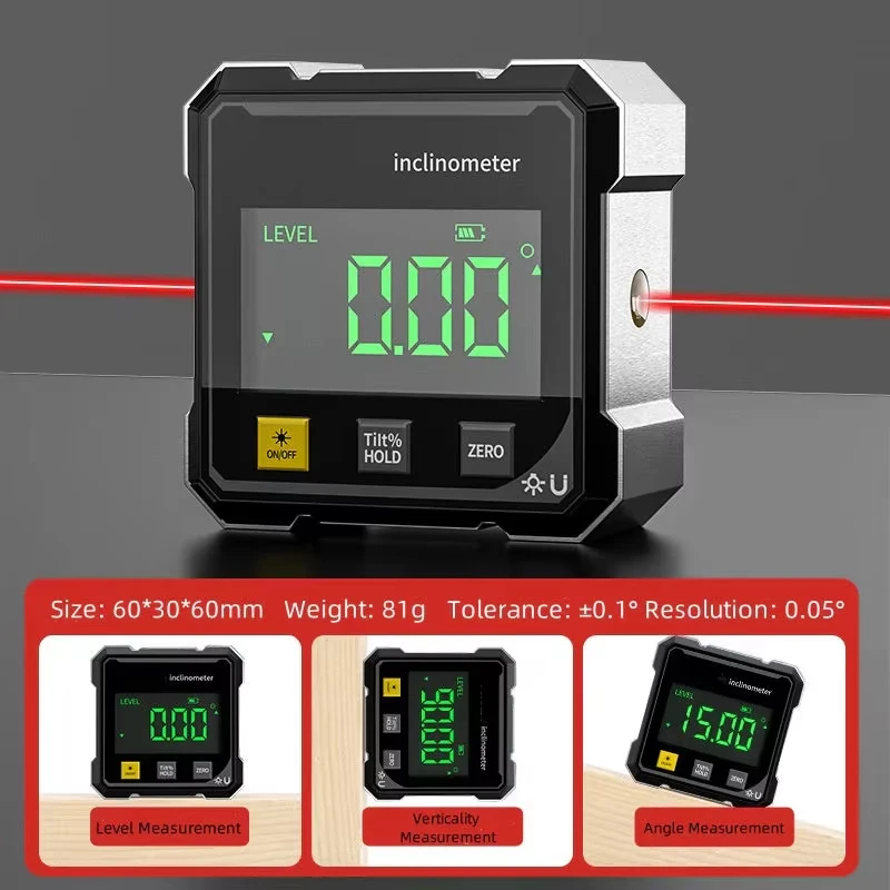 Pocket Digital Level Protractor Automotive Tool Professional Digital Display Angle Gauge 360 Degree Magnetic