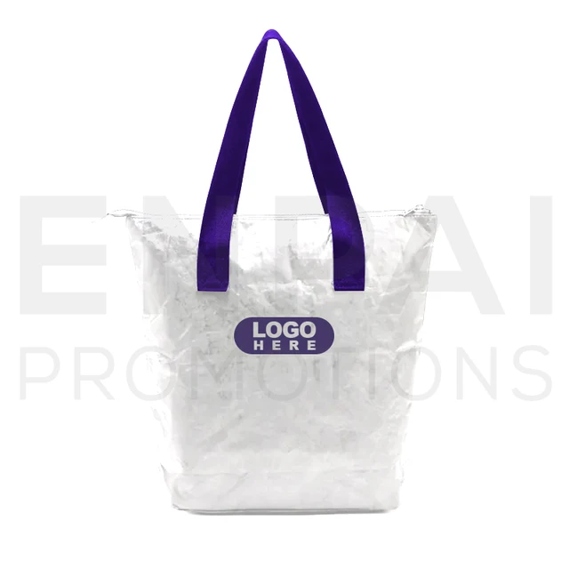 Untearable waterproof custom design tyvek fabric garment tyvek lunch tote bag with zipper