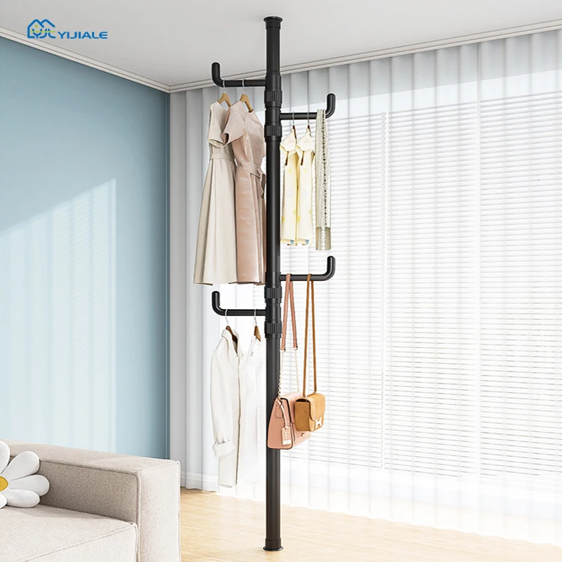 YIJIALE Bedroom Iron Free Standing Coat Rack Coat Hanger Stand Clothes Rack