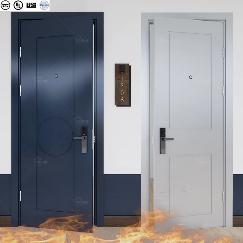 UL10b-10c Fire protection Certification Fd30 Wooden Door Fireproof Soundproof Hotel Room Proof Interior