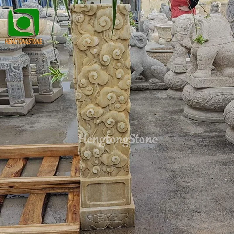Chinese Ancient Style Marble Small Column Sculpture Stone Pillar Sculpture