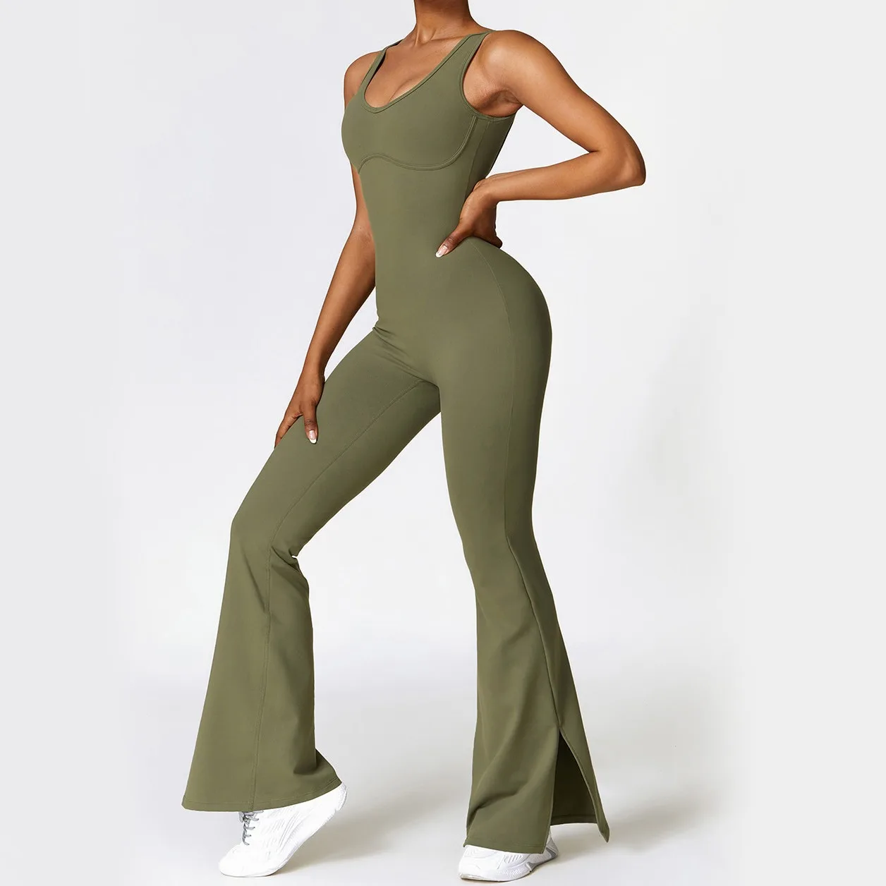 Women Clothing Sexy Open Flare Big U Back Bodysuit Custom Sports