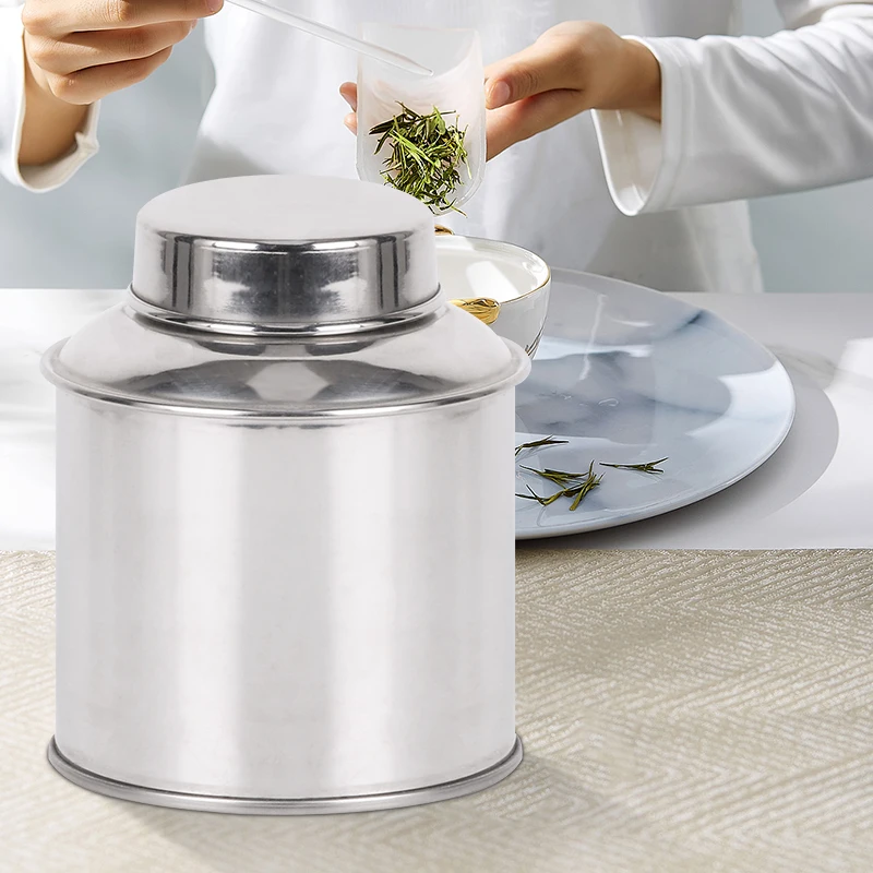 Tea Storage Container Wide-mouth Double-lid High-sealing Moisture-proof Tea Can Stainless Steel Tea Canister